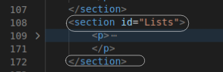 picture
                                            of list types code encloed
                                            in section element with id Lists